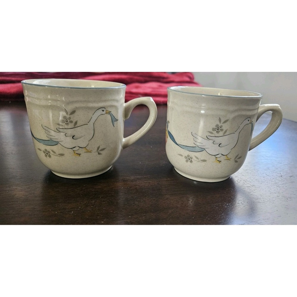 International China Stoneware Marmalade Goose Coffee Tea Cup VTG 2pc Set *READ*